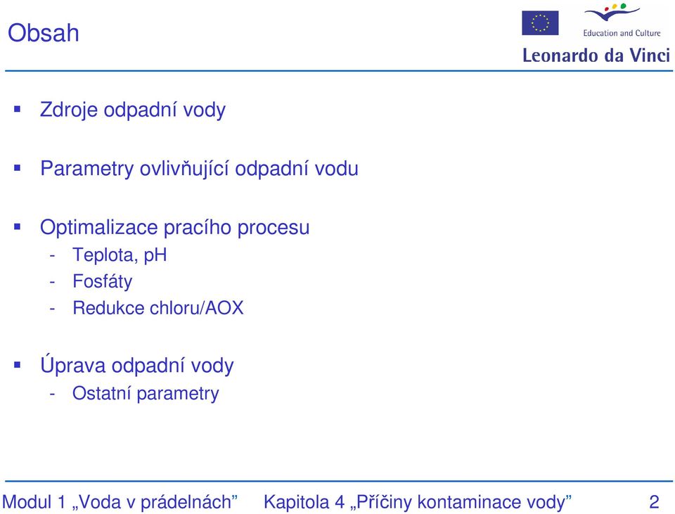 Redukce chloru/ao Úprava odpadní vody - Ostatní parametry