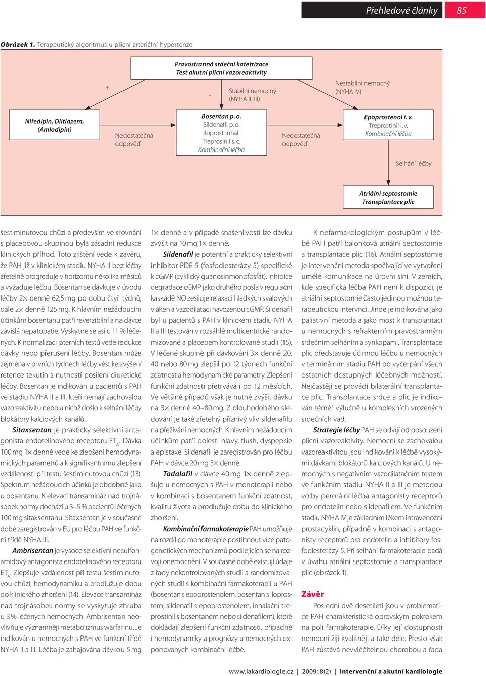 Diltiazem, (Amlodipin) Nedostatečná odpověď Bosentan p. o. Sildenafil p. o. Iloprost inhal. Treprosinil s. c. Kombinační léčba Nedostatečná odpověď Epoprostenol i. v.
