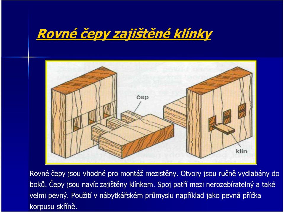 Čepy jsou navíc zajištěny klínkem.