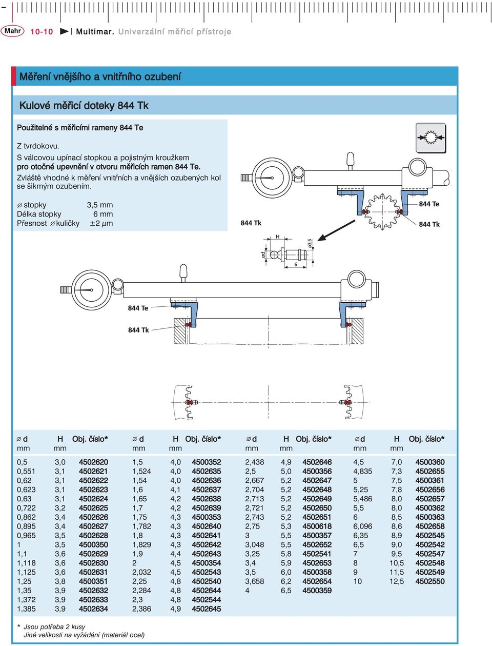 stopky 3,5 mm Délka stopky 6 mm Přesnost kuličky ±2 μm d H * d H * d H * d H * mm mm mm mm mm mm mm mm 0,5 3,0 4502620 1,5 4,0 4500352 2,438 4,9 4502646 4,5 7,0 4500360 0,551 3,1 4502621 1,524 4,0