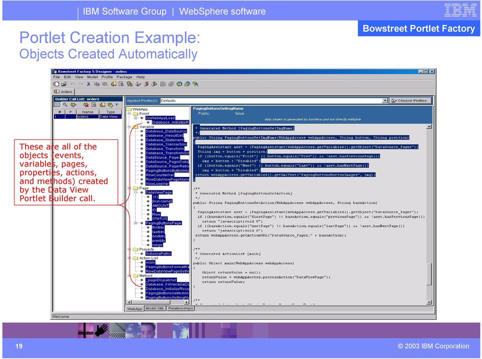 (events, variables, pages, properties, actions, and