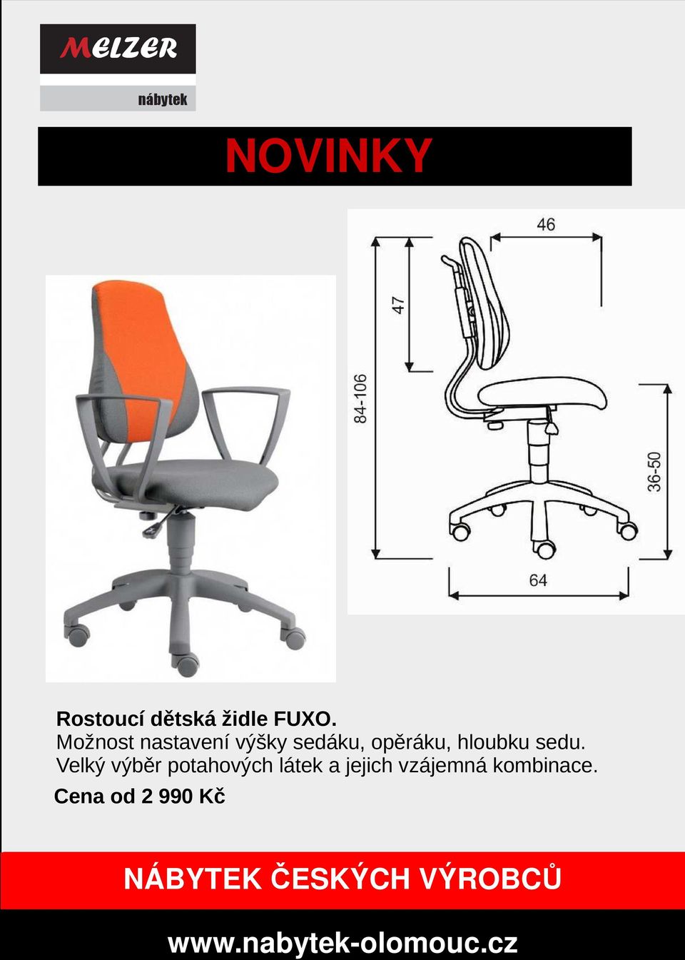 opěráku, hloubku sedu.