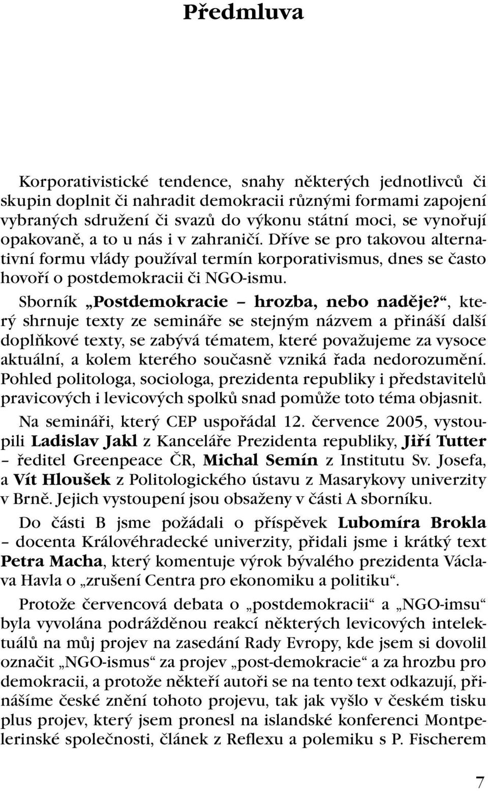 Sborník Postdemokracie hrozba, nebo naděje?