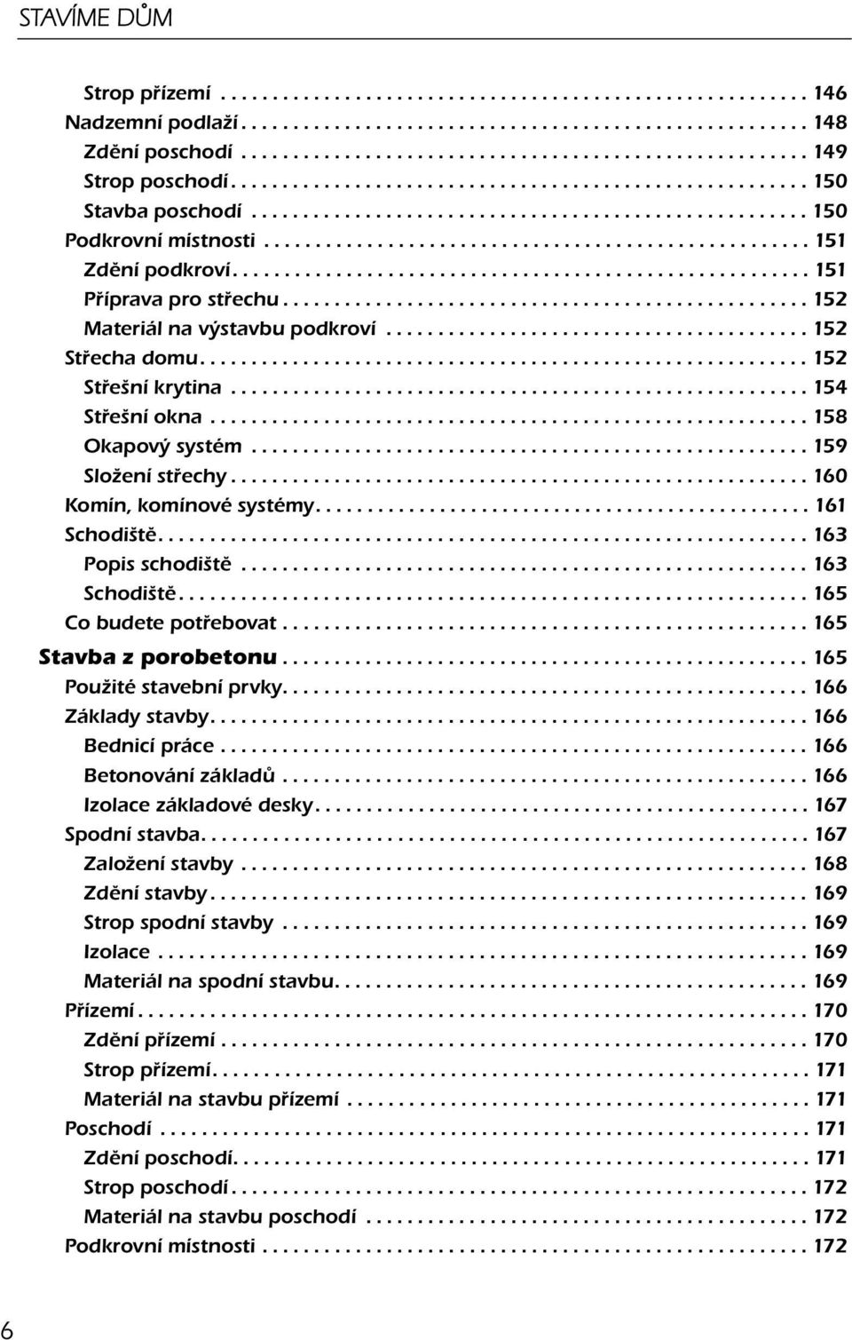 ....................................................... 151 Příprava pro střechu................................................... 152 Materiál na výstavbu podkroví......................................... 152 Střecha domu.