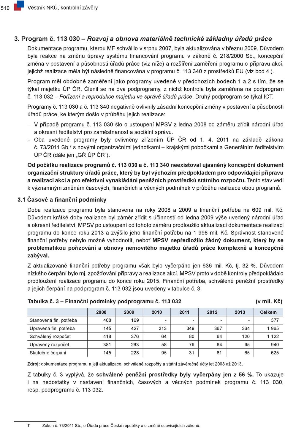 Důvodem byla reakce na změnu úpravy systému financování programu v zákoně č. 218/2000 Sb.