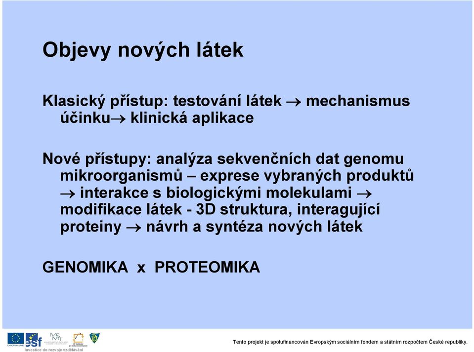 exprese vybraných produktů interakce s biologickými molekulami modifikace látek