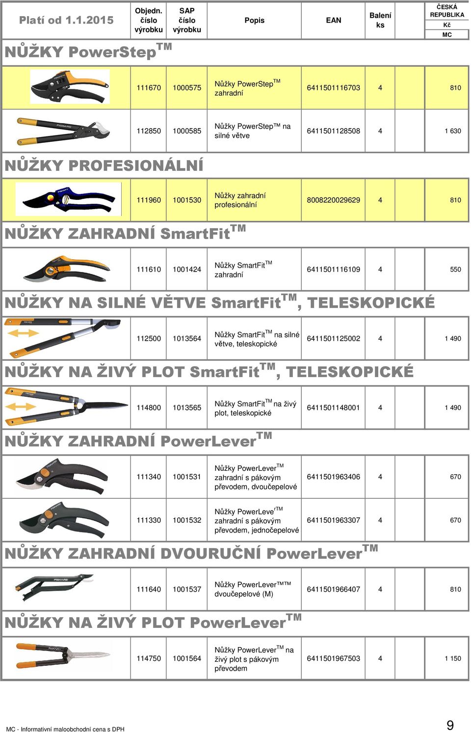 silné větve, teleskopické 611501125002 1 90 NŮŽKY NA ŽIVÝ PLOT SmartFit TM, TELESKOPICKÉ 11800 1013565 Nůžky SmartFit TM na živý plot, teleskopické 61150118001 1 90 NŮŽKY ZAHRADNÍ PowerLever TM 11130