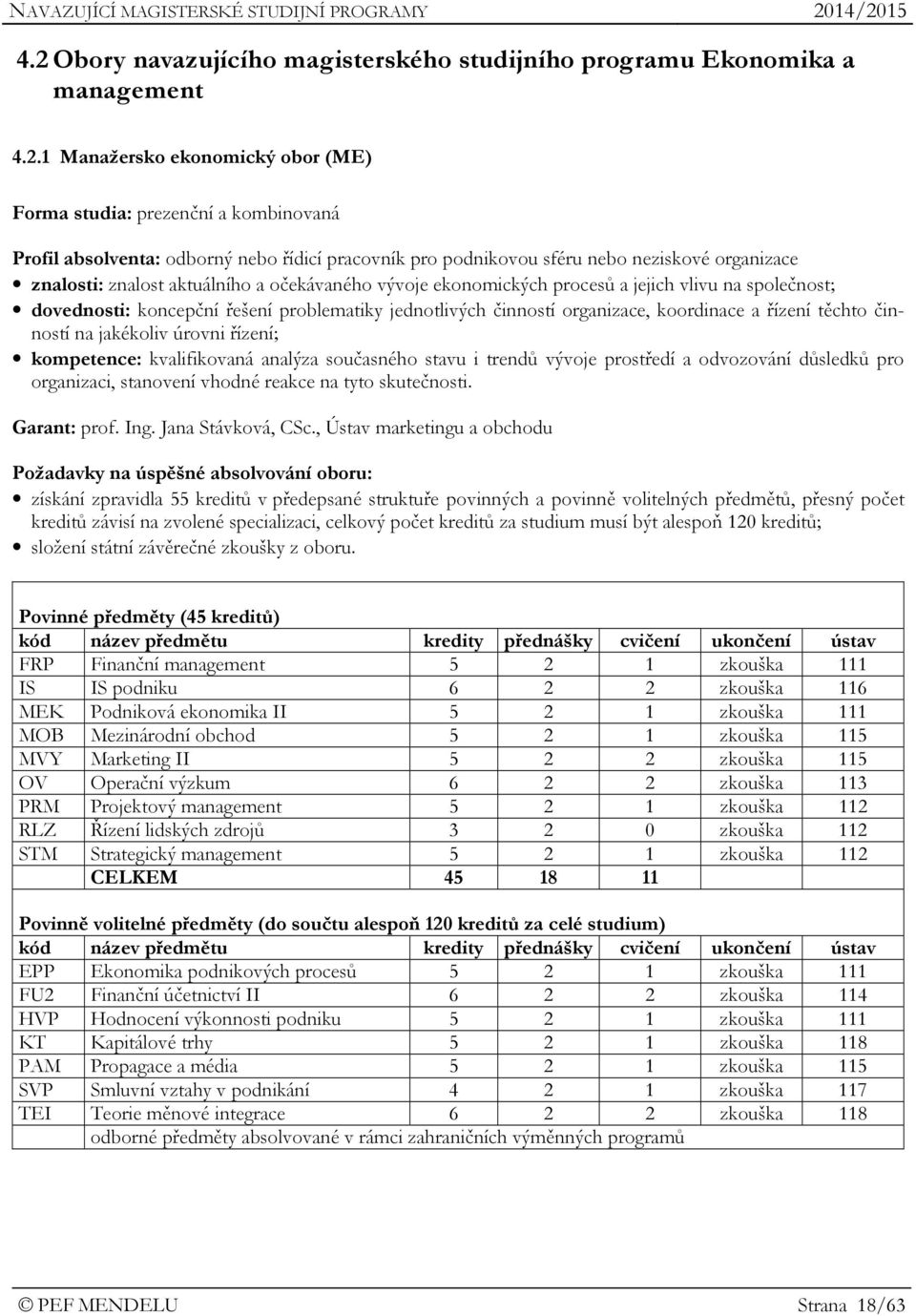 jednotlivých činností organizace, koordinace a řízení těchto činností na jakékoliv úrovni řízení; kompetence: kvalifikovaná analýza současného stavu i trendů vývoje prostředí a odvozování důsledků