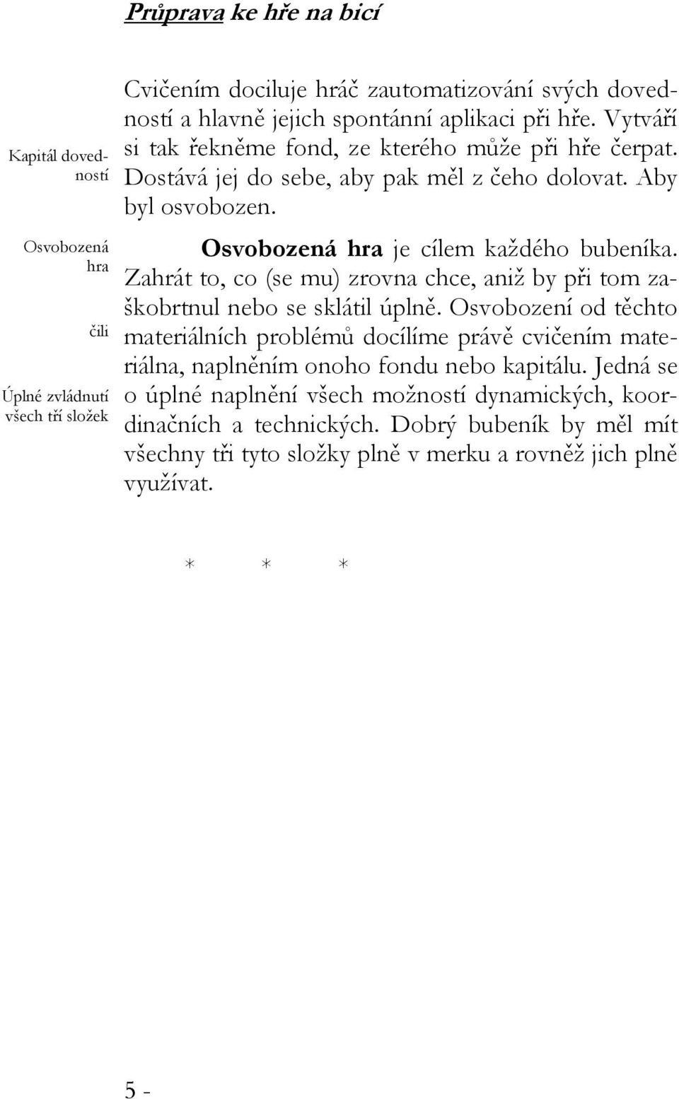 Zahrát to, co (se mu) zrovna chce, aniž by při tom zaškobrtnul nebo se sklátil úplně.