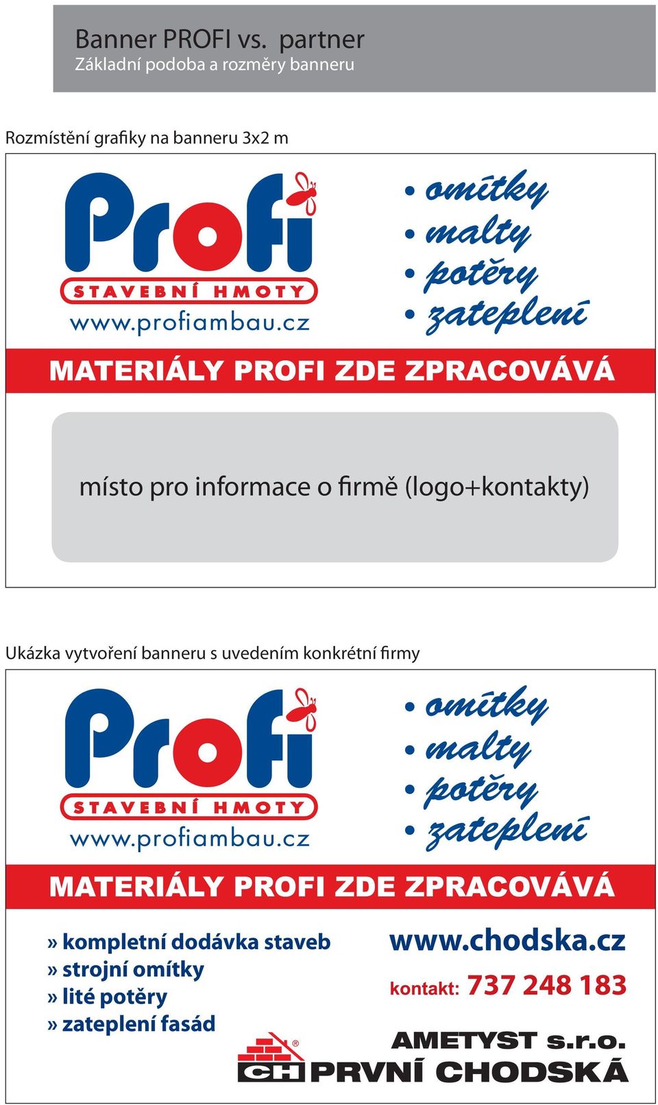 3x2 m místo pro informace o firmě (logo+kontakty) Ukázka vytvoření