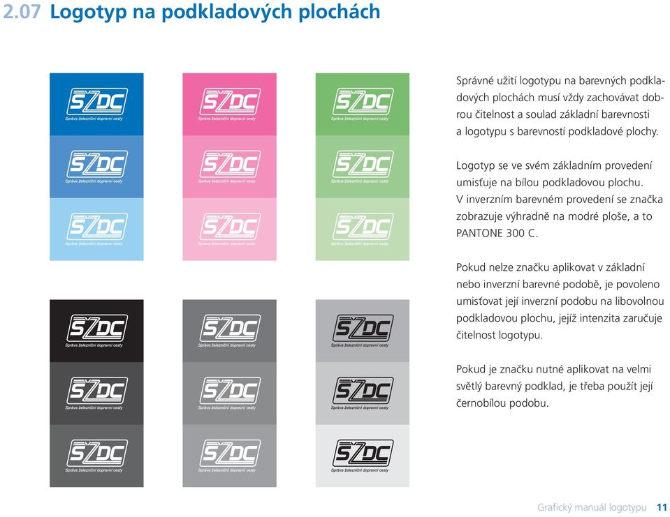 V inverzním barevném provedení se značka zobrazuje výhradně na modré ploše, a to PANTONE 300 C.