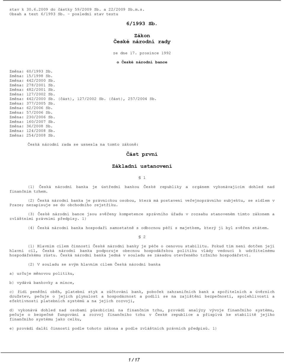 (část), 257/2004 Sb. Změna: 377/2005 Sb. Změna: 62/2006 Sb. Změna: 57/2006 Sb. Změna: 230/2006 Sb. Změna: 160/2007 Sb. Změna: 36/2008 Sb. Změna: 124/2008 Sb. Změna: 254/2008 Sb.