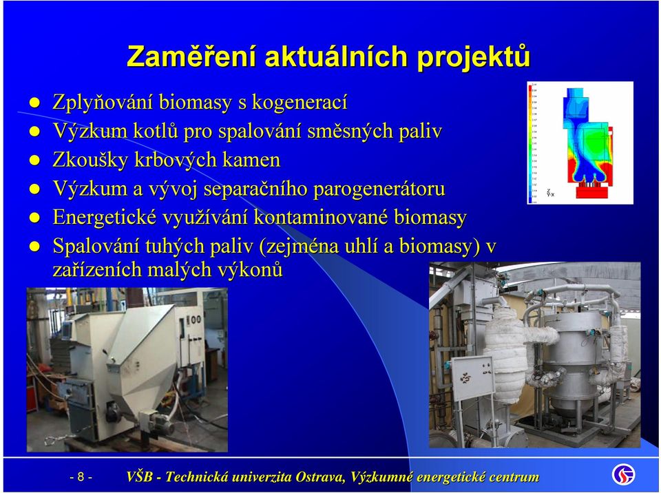 vývoj separačního parogenerátoru Energetické využívání kontaminované biomasy