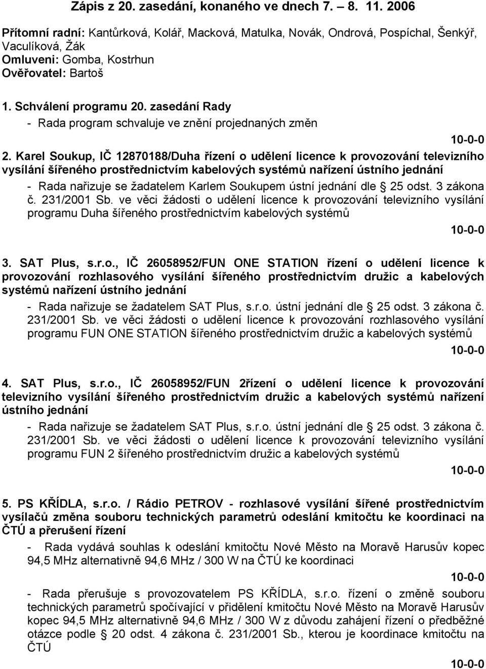 zasedání Rady - Rada program schvaluje ve znění projednaných změn 2.