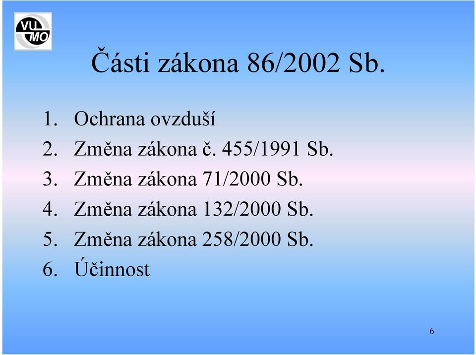 455/1991 Sb. 3. Změna zákona 71/2000 Sb. 4.