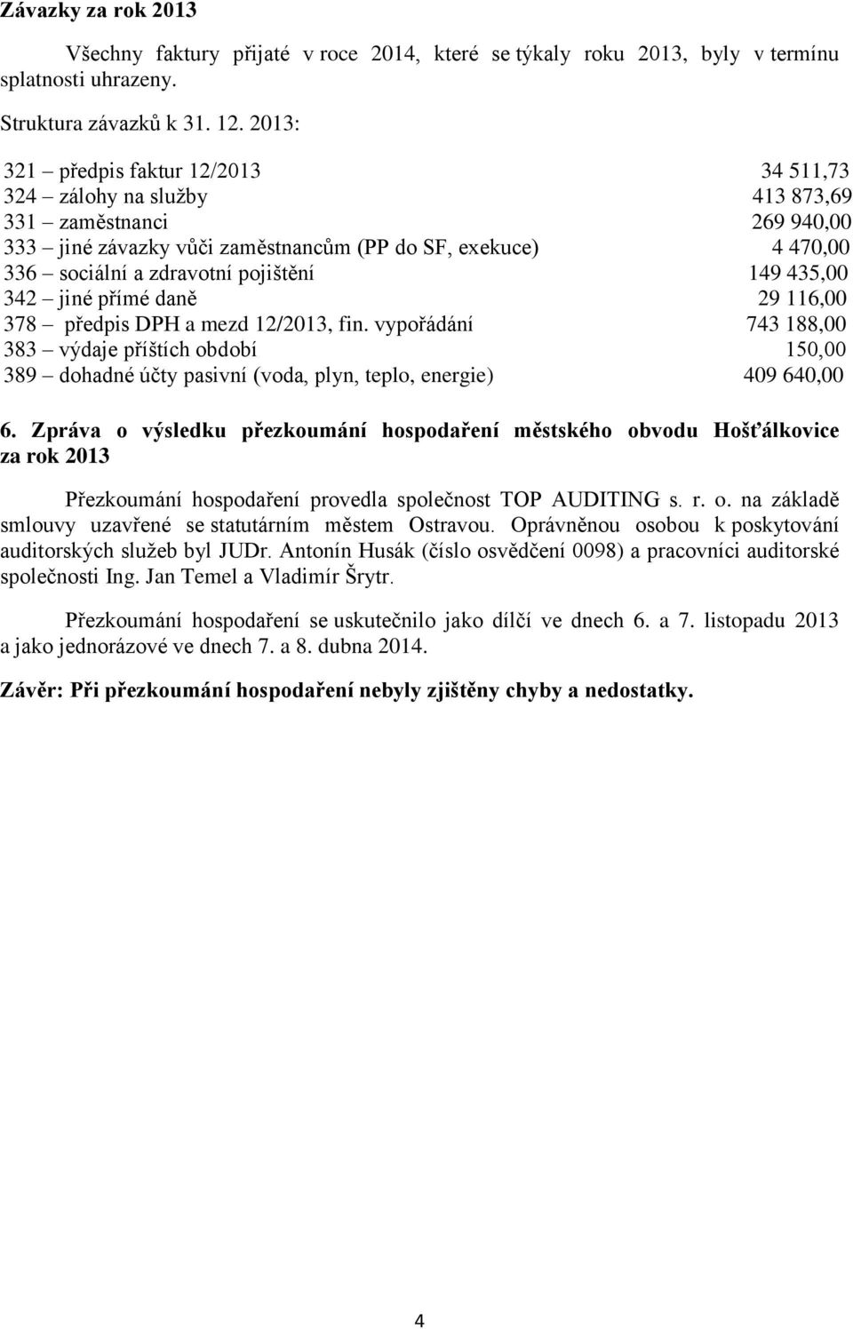 pojištění 149 435,00 342 jiné přímé daně 29 116,00 378 předpis DPH a mezd 12/2013, fin.