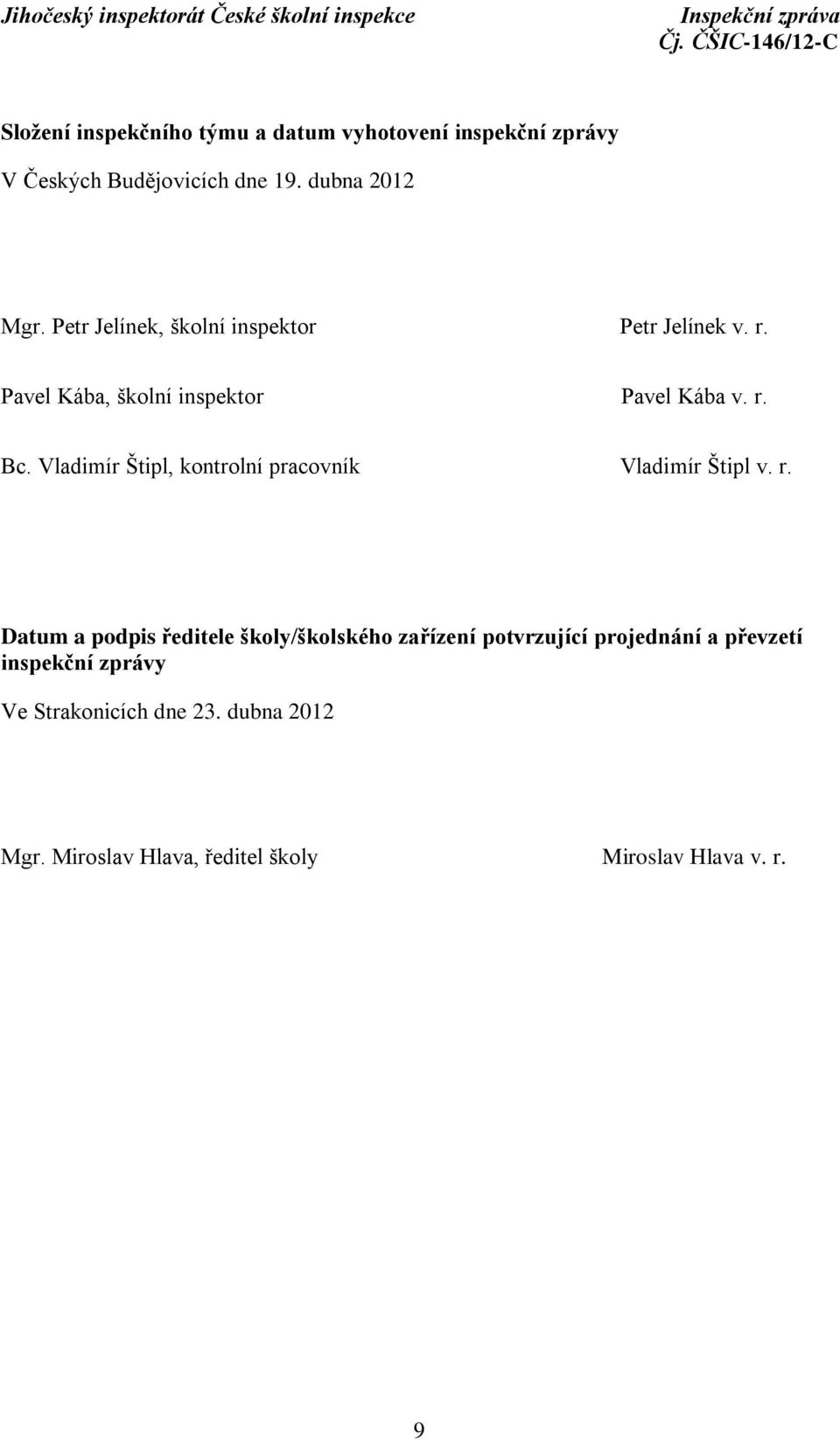 Vladimír Štipl, kontrolní pracovník Vladimír Štipl v. r.