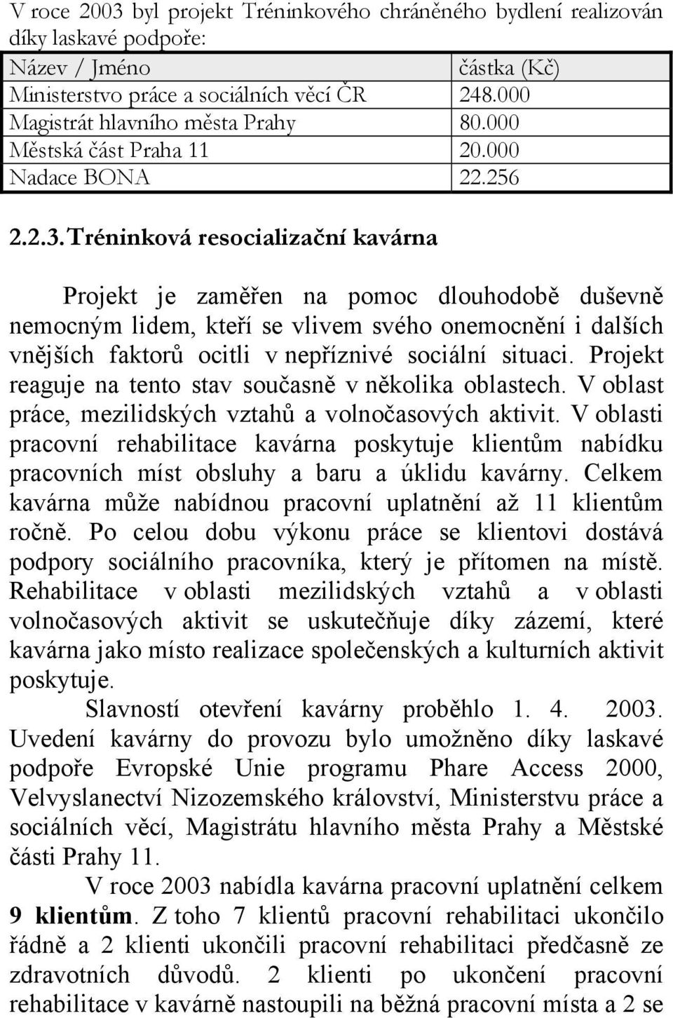 Tréninková resocializační kavárna Projekt je zaměřen na pomoc dlouhodobě duševně nemocným lidem, kteří se vlivem svého onemocnění i dalších vnějších faktorů ocitli v nepříznivé sociální situaci.