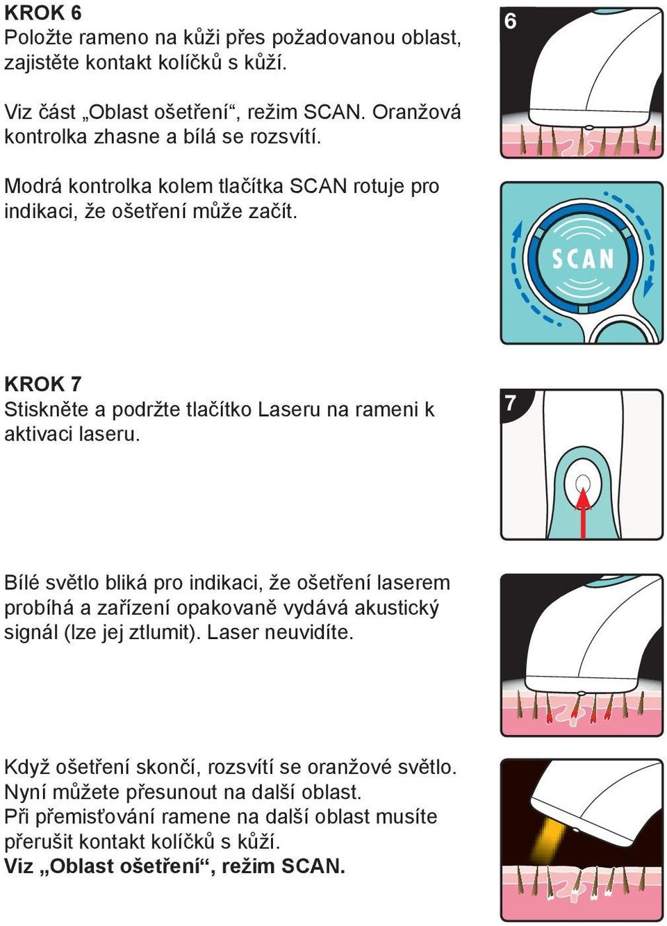 KROK 7 Stiskněte a podržte tlačítko Laseru na rameni k aktivaci laseru.