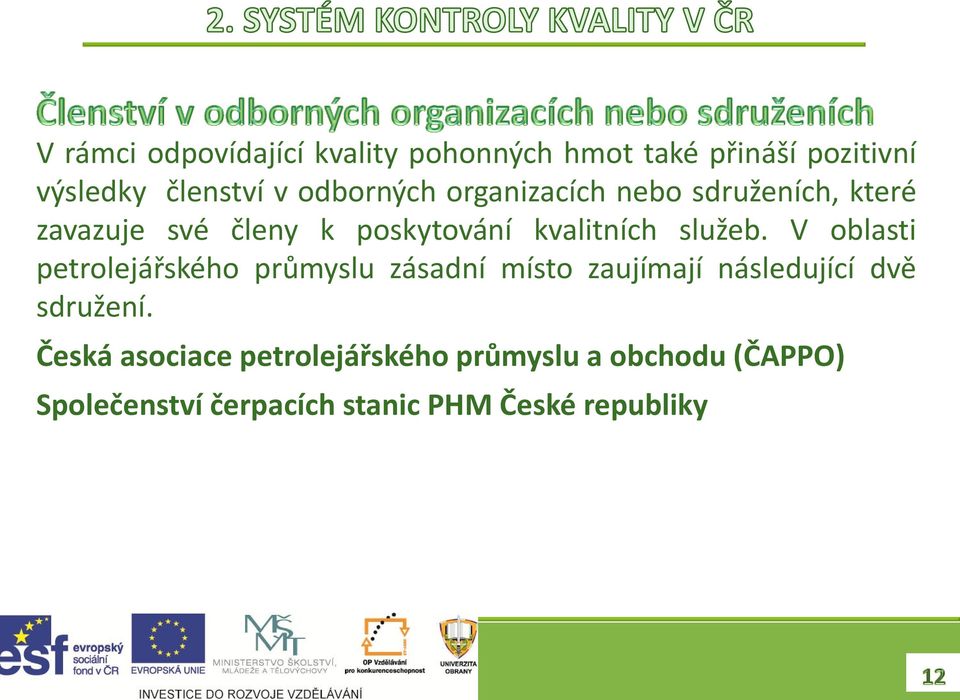 služeb. V oblasti petrolejářského průmyslu zásadní místo zaujímají následující dvě sdružení.