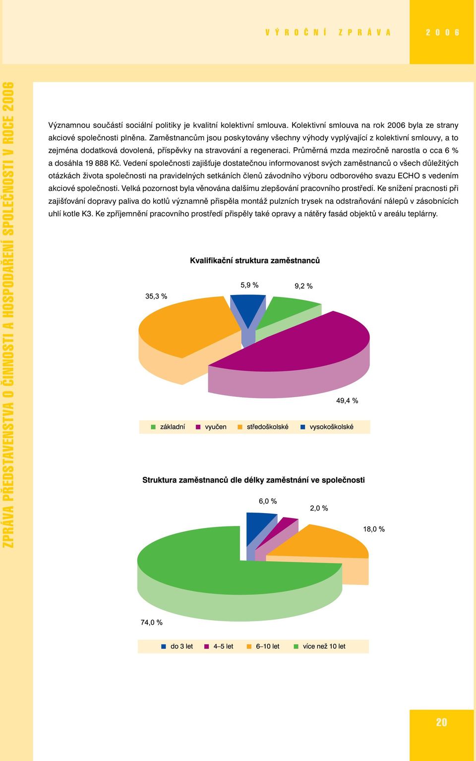 Zaměstnancům jsou poskytovány všechny výhody vyplývající z kolektivní smlouvy, a to zejména dodatková dovolená, příspěvky na stravování a regeneraci.