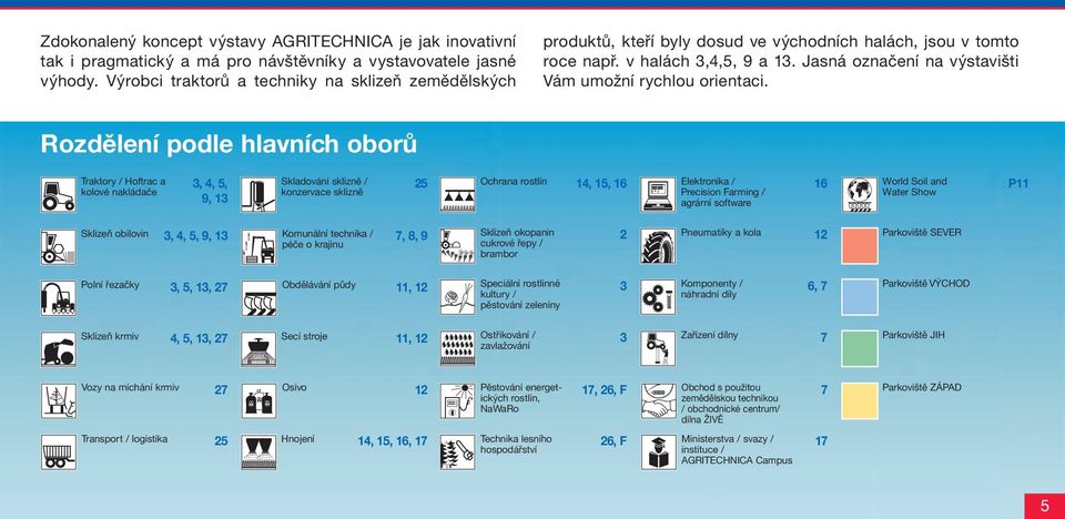 Jasná označení na výstavišti Vám umožní rychlou orientaci.