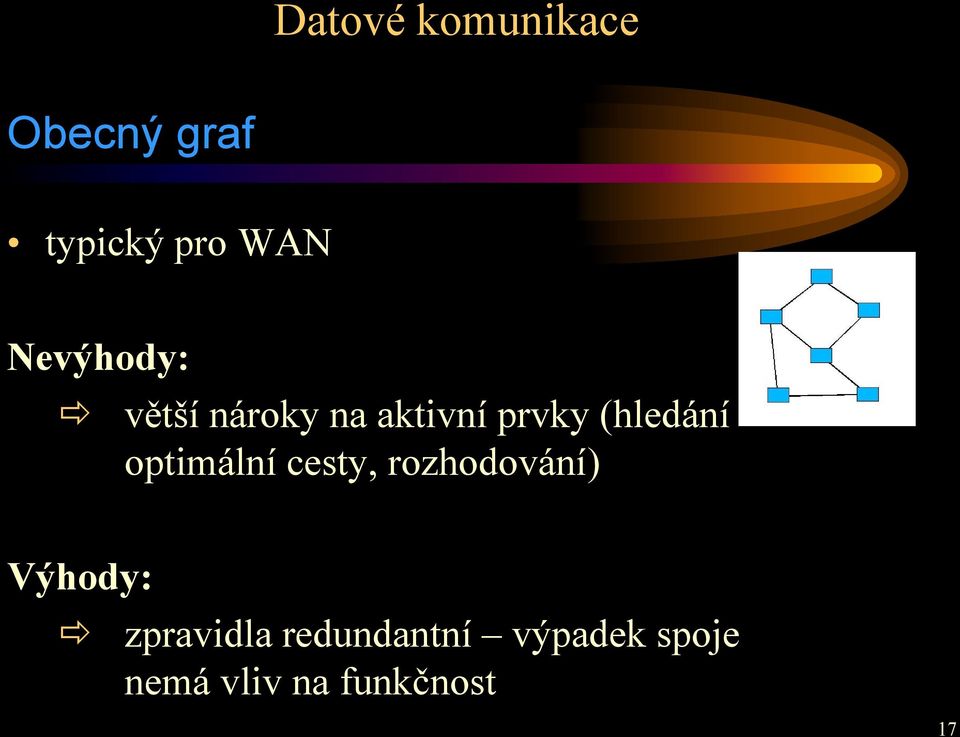 optimální cesty, rozhodování) Výhody: