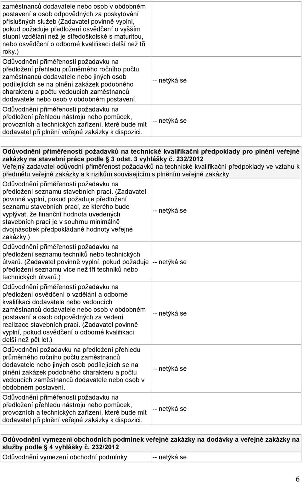 ) předložení přehledu průměrného ročního počtu zaměstnanců dodavatele nebo jiných osob podílejících se na plnění zakázek podobného charakteru a počtu vedoucích zaměstnanců dodavatele nebo osob v