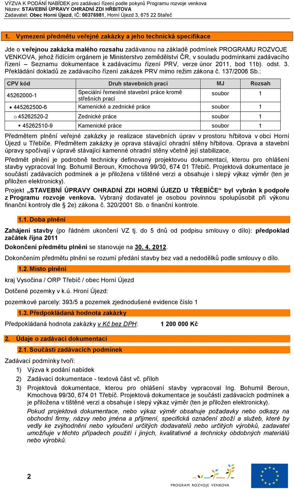 Překládání dokladů ze zadávacího řízení zakázek PRV mimo režim zákona č. 137/2006 Sb.