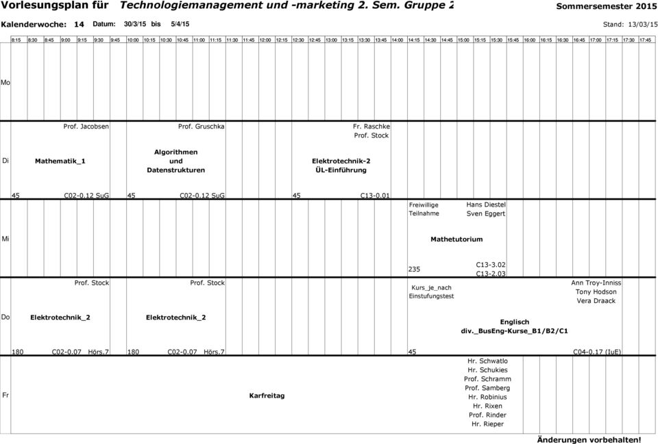 01 eiwillige Hans estel Karfreitag Hr. Schwatlo Hr.