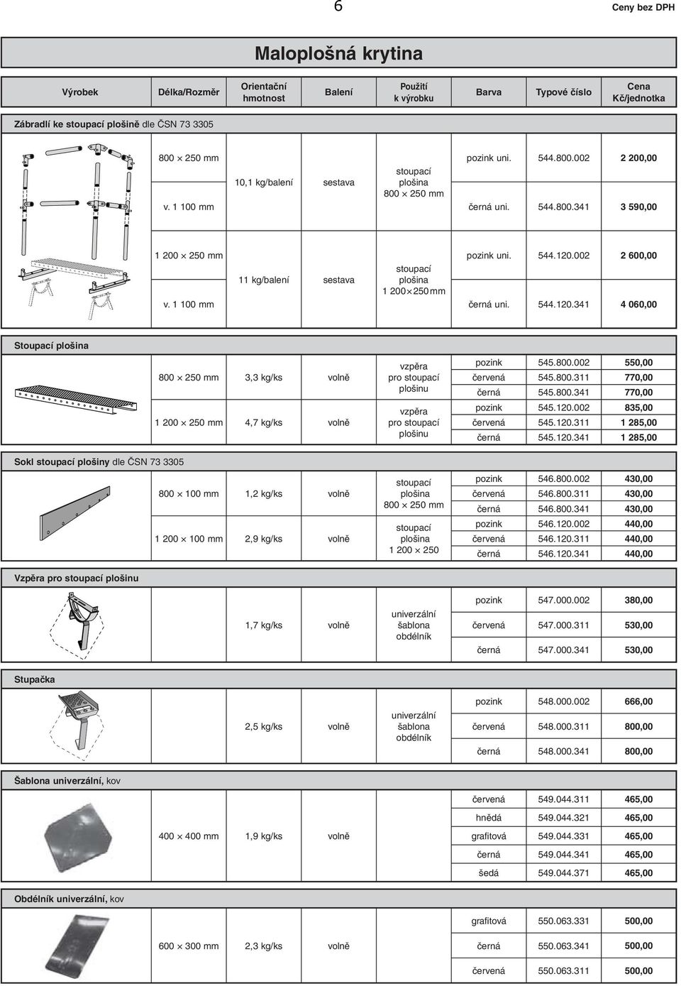 002 2 600,00 11 kg/balení sestava stoupací plošina 1 200 250 mm v. 1 100 mm černá uni. 544.120.