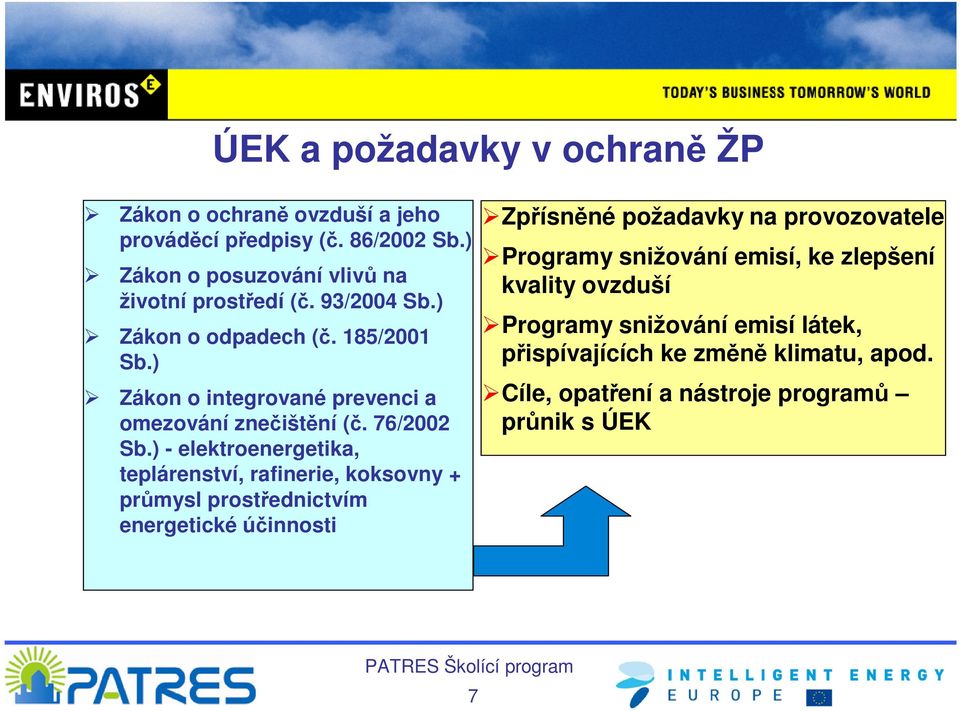 ) - elektroenergetika, teplárenství, rafinerie, koksovny + průmysl prostřednictvím energetické účinnosti Zpřísněné požadavky na provozovatele