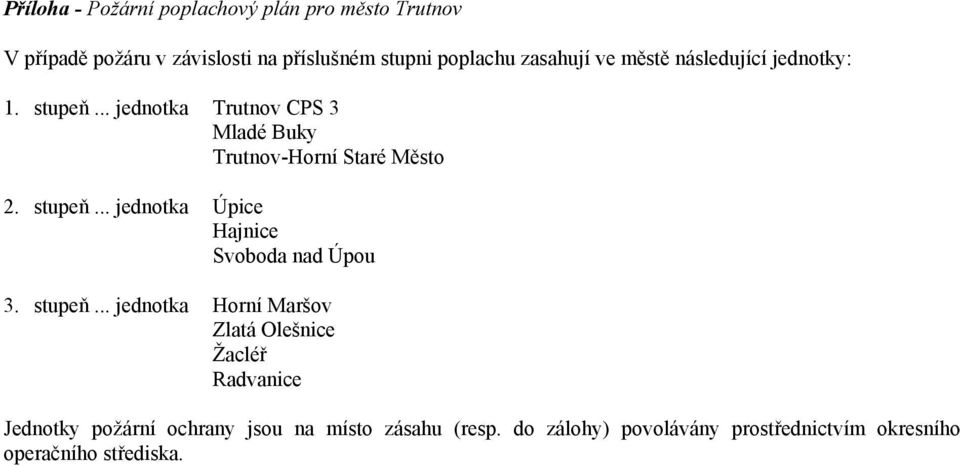 stupeň... jednotka Úpice Hajnice Svoboda nad Úpou 3. stupeň.