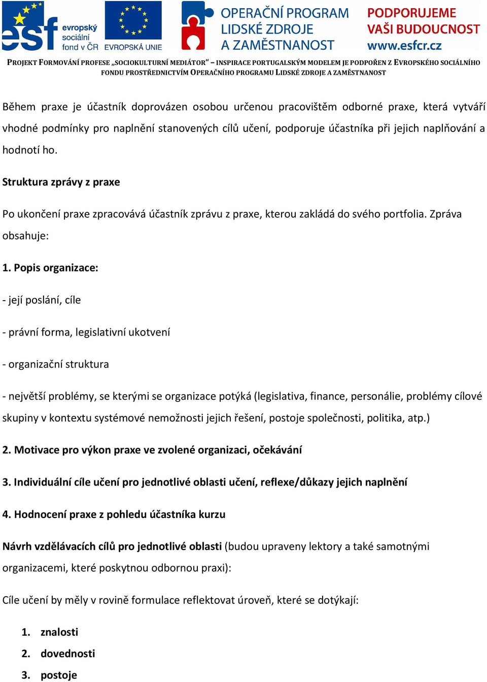 Popis organizace: - její poslání, cíle - právní forma, legislativní ukotvení - organizační struktura - největší problémy, se kterými se organizace potýká (legislativa, finance, personálie, problémy