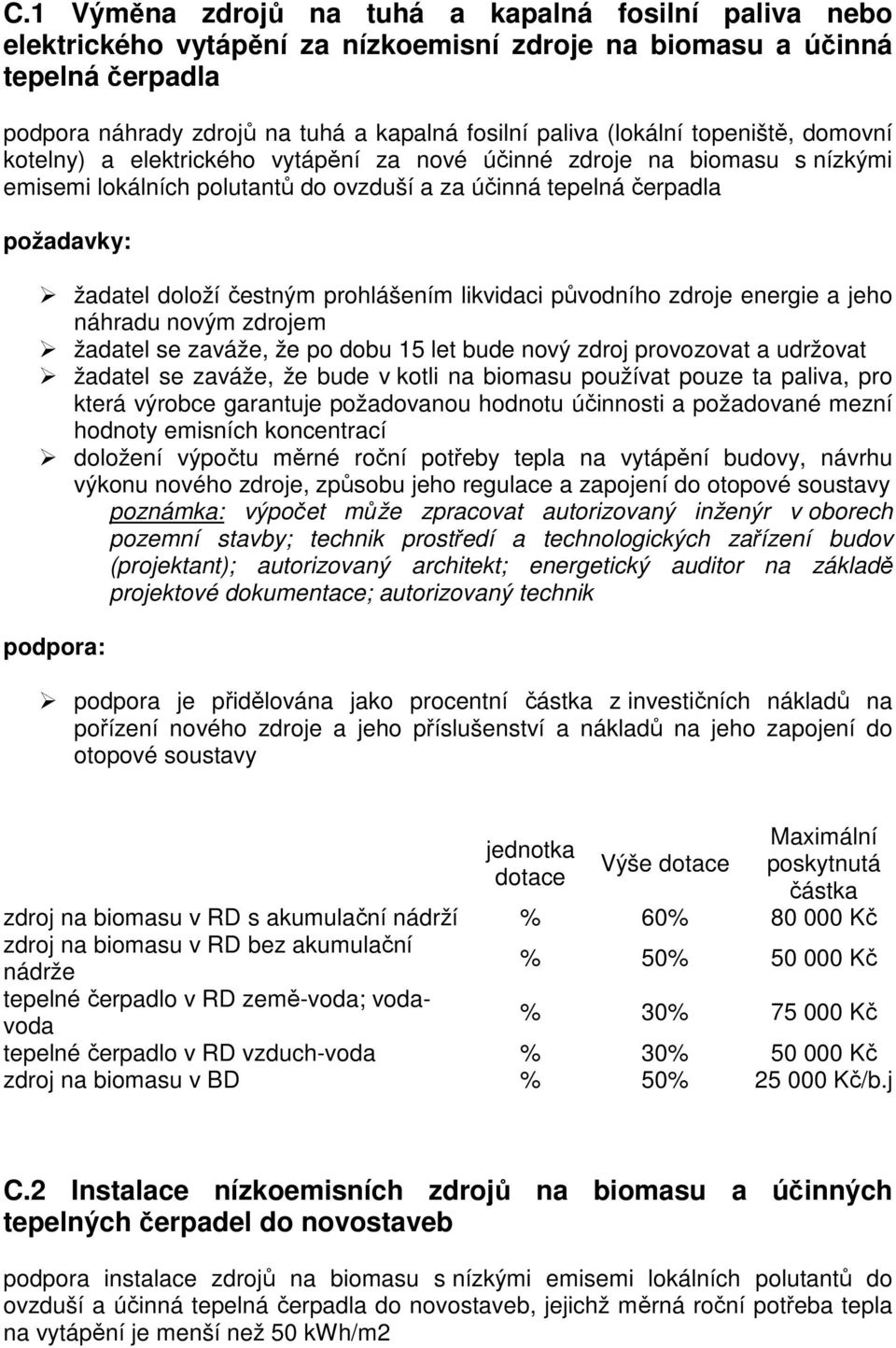 prohlášením likvidaci původního zdroje energie a jeho náhradu novým zdrojem žadatel se zaváže, že po dobu 15 let bude nový zdroj provozovat a udržovat žadatel se zaváže, že bude v kotli na biomasu