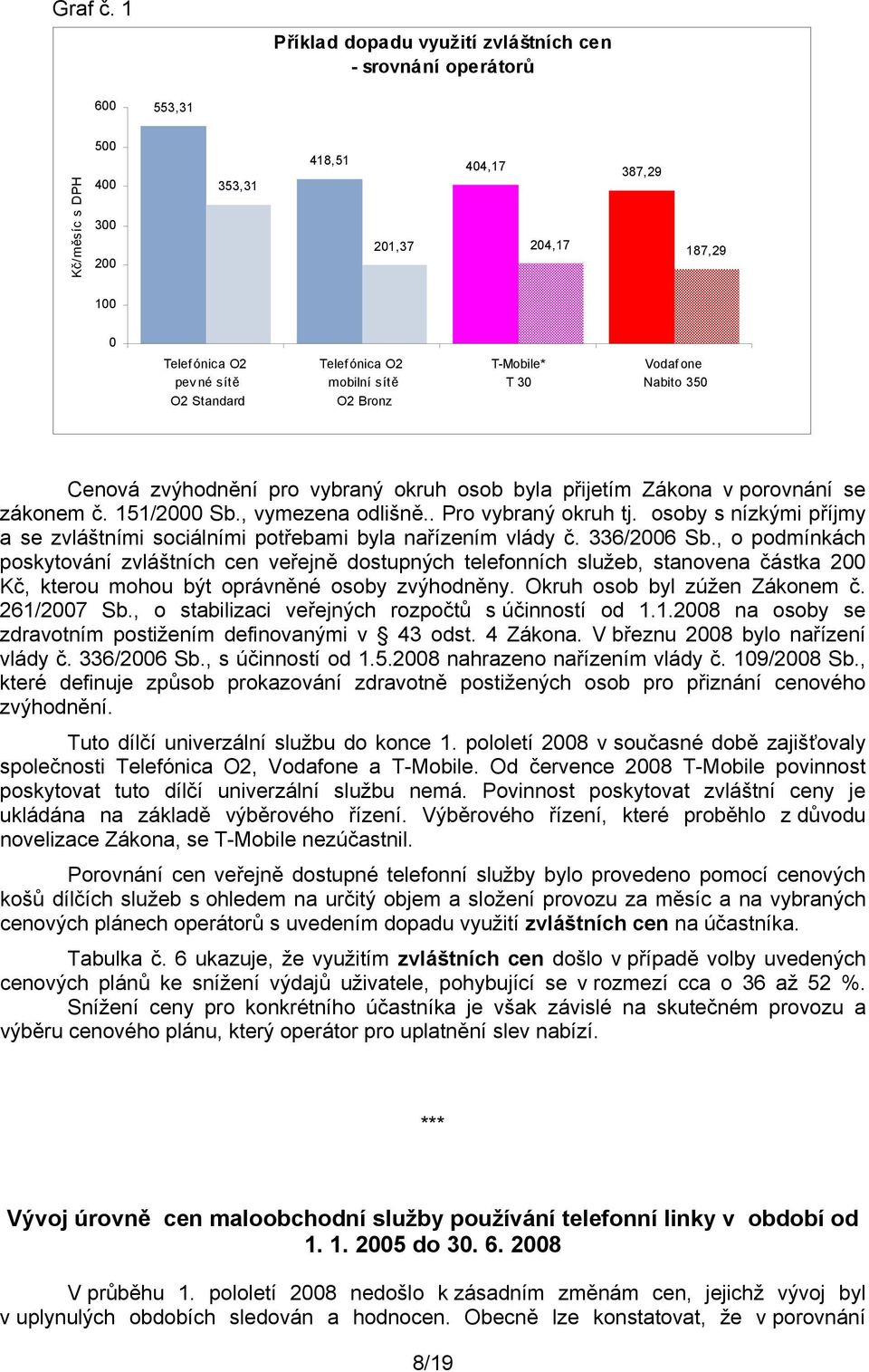 mobilní sítě O2 Bronz T-Mobile* T 3 Vodaf one Nabito 35 Cenová zvýhodnění pro vybraný okruh osob byla přijetím Zákona v porovnání se zákonem č. 151/2 Sb., vymezena odlišně.. Pro vybraný okruh tj.