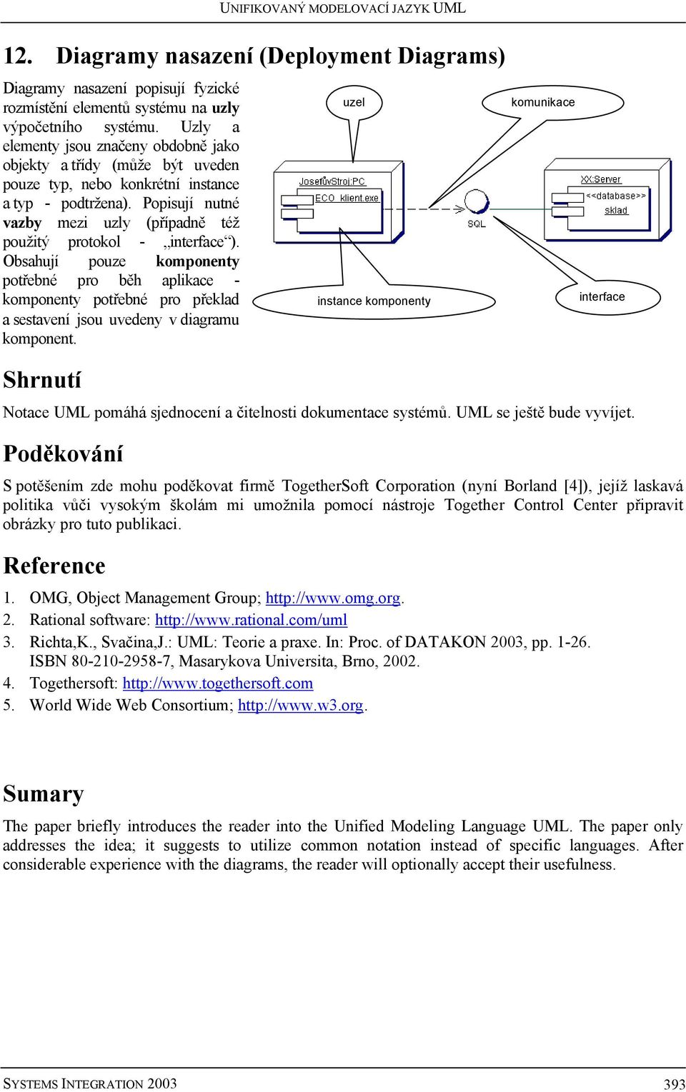 Popisují nutné vazby mezi uzly (případně též použitý protokol - interface ).