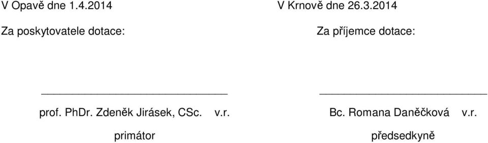 dotace: prof. PhDr. Zdeněk Jirásek, CSc. v.