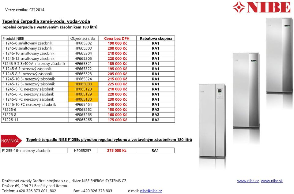 HP665322 195 000 Kč RA1 F 1245-8 S- nerezový zásobník HP665323 205 000 Kč RA1 F 1245-10 S- nerezový zásobník HP665324 215 000 Kč RA1 F 1245-12 S- nerezový zásobník HP065083 225 000 Kč RA1 F 1245-5 PC