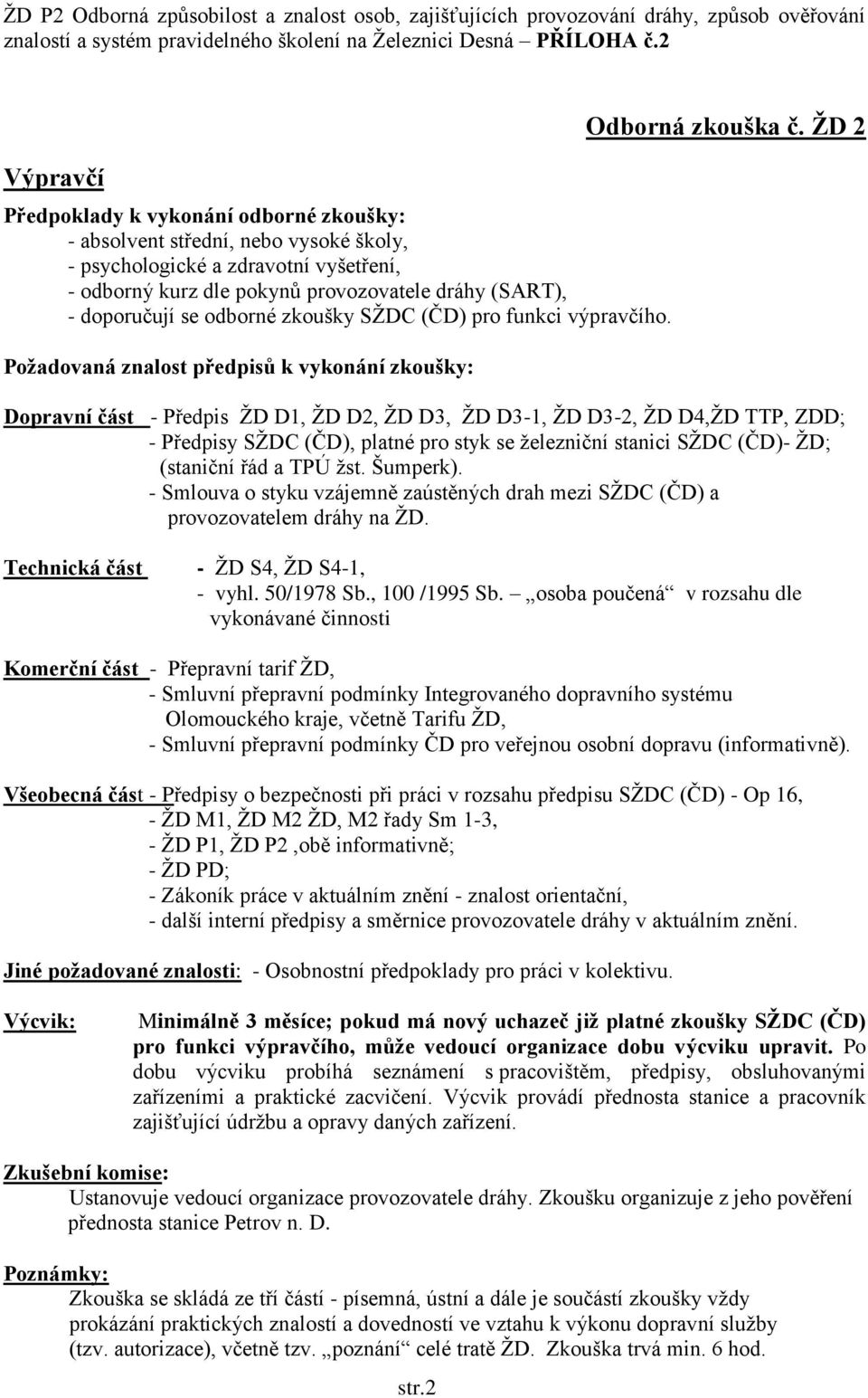 odborné zkoušky SŽDC (ČD) pro funkci výpravčího. Požadovaná znalost předpisů k vykonání zkoušky: Odborná zkouška č.