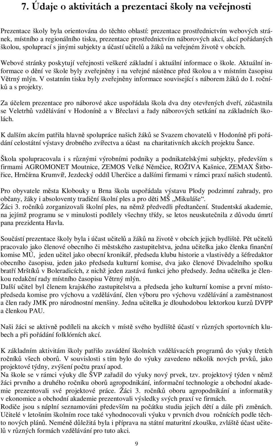 Název školy: Městská střední odborná škola, Klobouky u Brna, nám. Míru 6,  příspěvková - PDF Stažení zdarma
