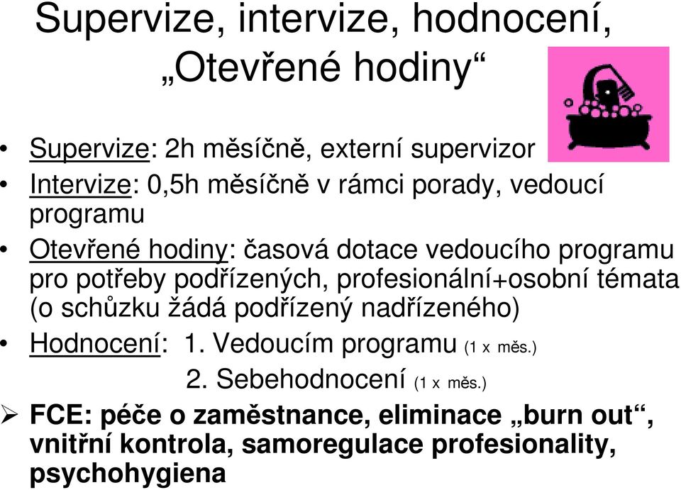 profesionální+osobní témata (o schůzku žádá podřízený nadřízeného) Hodnocení: 1. Vedoucím programu (1 x měs.) 2.