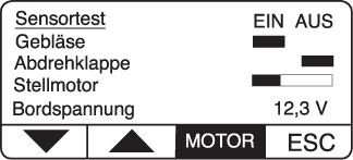 OVL D NÕ POWER CONTROL Test senzor PomocÌ testu senzor mohou b t kontrolov ny vöechny senzory, servomotor a nap jecì napïtì.