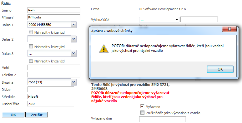 NOVINKA VYLEPŠENÉ NASTAVOVÁNÍ ŘIDIČŮ Novinka vylepšené Nastavování řidičů Protože se stávalo, že uživatelé vyřadili ze seznamu řidiče, který byl evidován jako výchozí řidič u konkrétního vozidla a