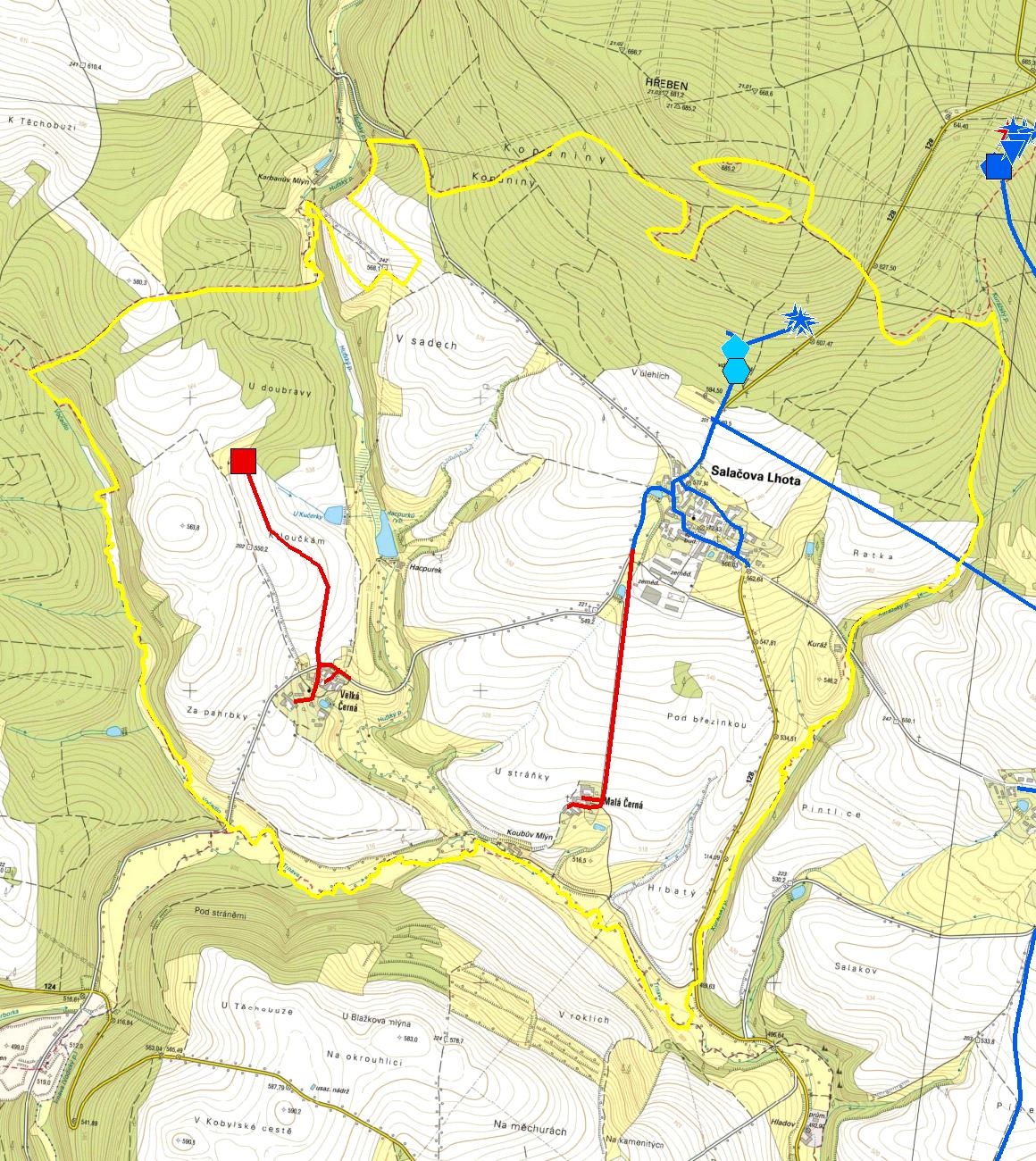 MAPA - VODOVODY Trasování sítí, lokalizace vodojemů, zdrojů, čerpacích stanic, ATS, ÚV Vodovodní řady Vodojem zemní