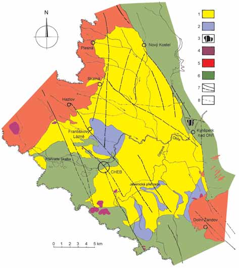 Chebská pánev Úvod a stručná charakteristika útvarů Chebská pánev (ChP) je vrásově zlomová pánev o rozsahu asi 270 km 2 protažená jjv.- ssz. směrem (obr. 38).