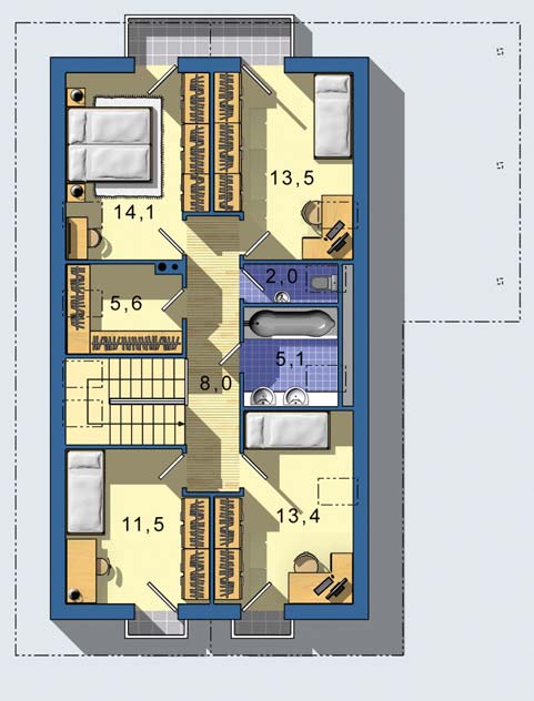 JUNIOR 628 109 400 60 200 1173 m 2 6387 m 3 149 m 2 10 m 2 2 kwh/m 2 711 m 3 dom menšej kategórie určený pre bývanie člennej rodiny vhodný do dvojpodlažnej zástavby vďaka svojej malej šírke a bočnej