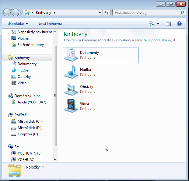Průzkumník - knihovny výchozím místem Průzkumníka jsou Knihovny Knihovna je