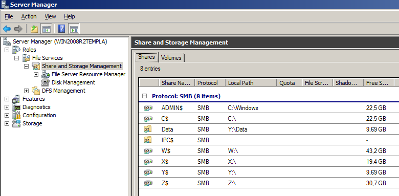 Share and Storage Management