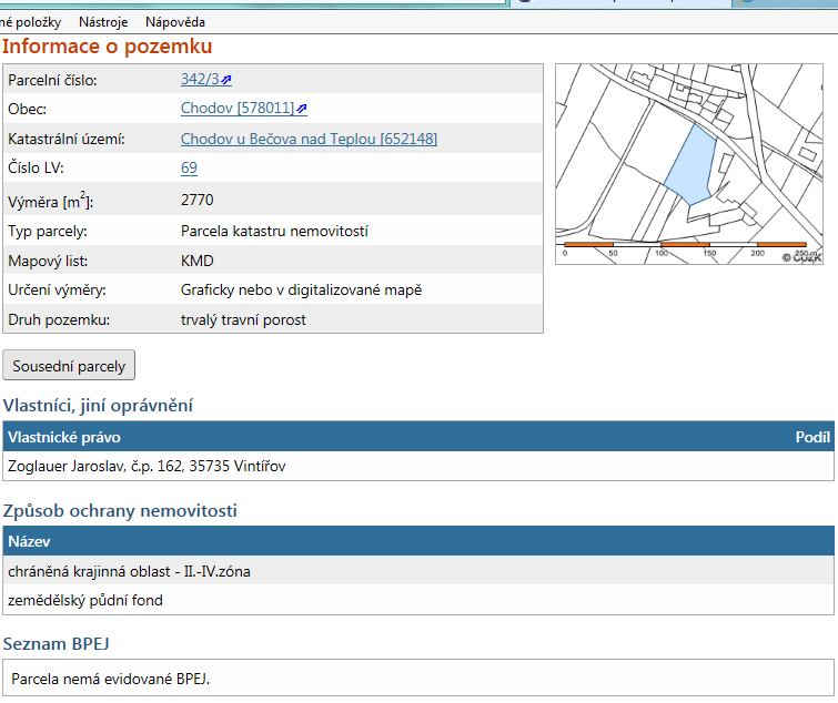 Informace z katastru nemovitostí 7. Popis způsobu ocenění Úkolem znalce je určit cenu obvyklou dle zákona č.151/1997 Sb.